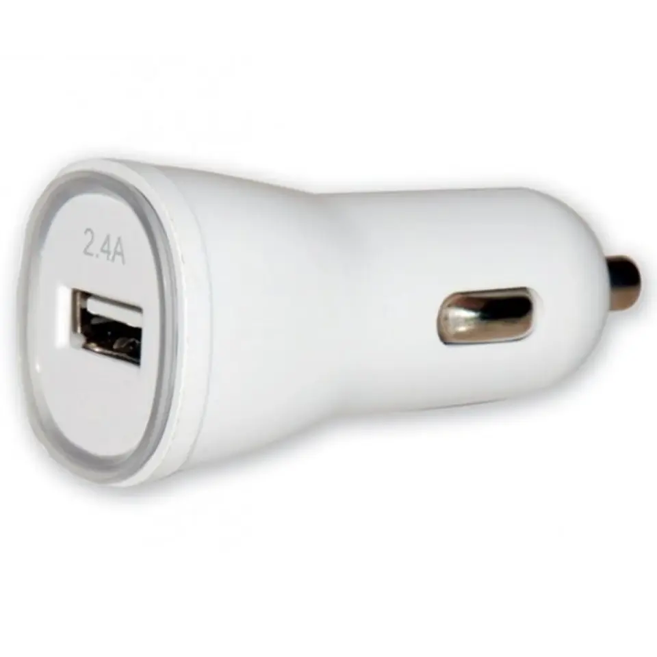 ⁨Car USB charger 5V 2.4A 12/24V high-power, white⁩ at Wasserman.eu