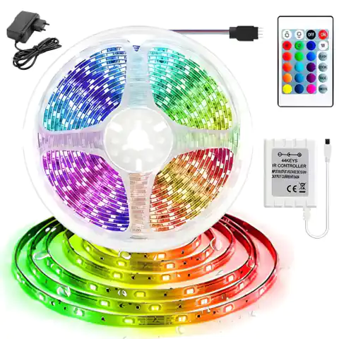 ⁨5m RGB Waterproof LED Strip with Power Supply, Driver + 300 SMD Remote Control⁩ at Wasserman.eu