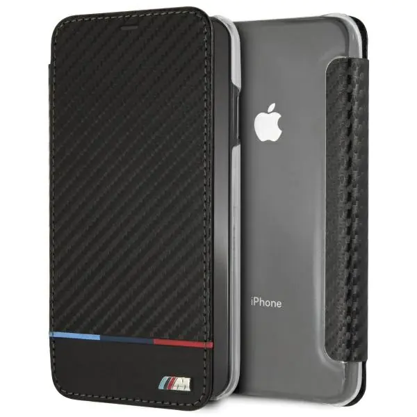 ⁨BMW BMTRBKI65PUCARTCBKiPhone XS Max book black/black Carbon Tricolor Stripe⁩ at Wasserman.eu