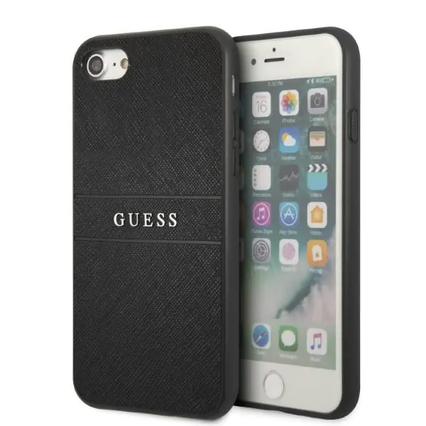 ⁨Guess GUHCI8PSASBBK iPhone 7/8 / SE 2020 / SE 2022 black/black Saffiano Strap⁩ at Wasserman.eu