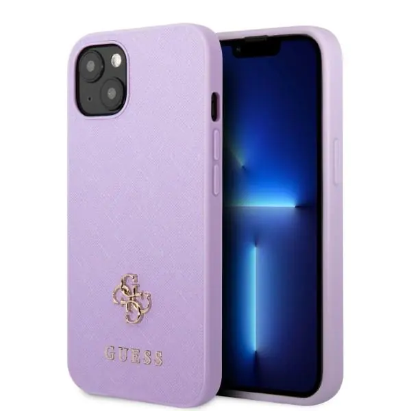 ⁨Guess GUHCP13SPS4MU iPhone 13 mini 5,4" purpurowy/purple hardcase Saffiano 4G Small Metal Logo⁩ w sklepie Wasserman.eu