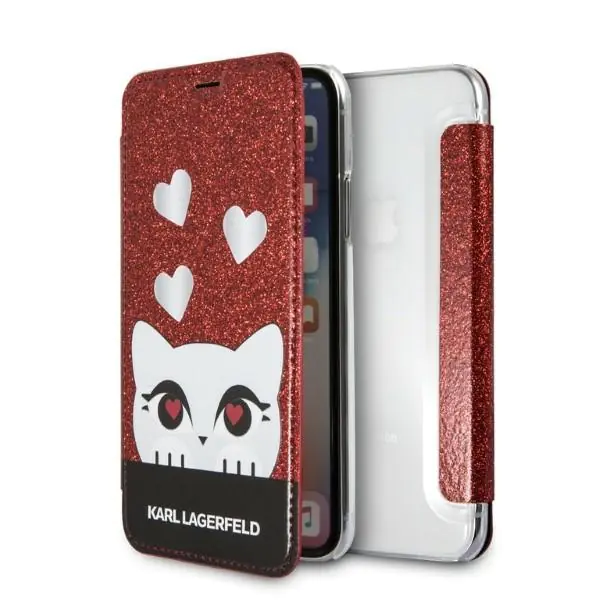 ⁨Karl Lagerfeld KLFLBKPXVDCRE iPhone X/XS red/czerwony book Valentine⁩ w sklepie Wasserman.eu