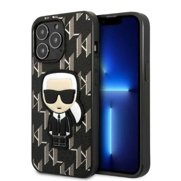 ⁨Karl Lagerfeld KLHCP13LPMNIKBK iPhone 13 Pro / 13 6,1" hardcase black/black Monogram Ikonik Patch⁩ at Wasserman.eu