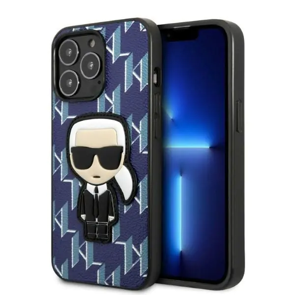 ⁨Karl Lagerfeld KLHCP13LPMNIKBL iPhone 13 Pro / 13 6,1" hardcase niebieski/blue Monogram Ikonik Patch⁩ w sklepie Wasserman.eu