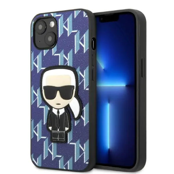 ⁨Karl Lagerfeld KLHCP13MPMNIKBL iPhone 13 6,1" hardcase niebieski/blue Monogram Ikonik Patch⁩ w sklepie Wasserman.eu