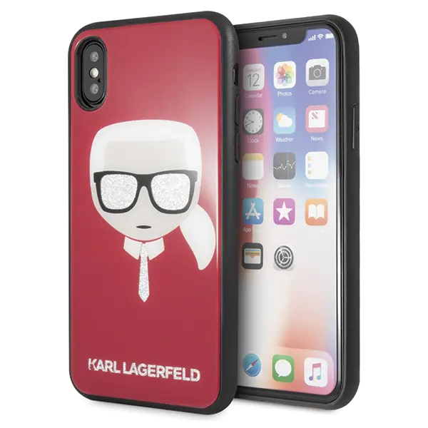 ⁨Karl Lagerfeld KLHCPXDLHRE iPhone X/Xs red/red Iconic Glitter Karl's Head⁩ at Wasserman.eu