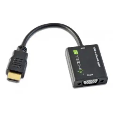 ⁨Adapter HDMI męski na VGA żeński, czarny, 10cm⁩ w sklepie Wasserman.eu