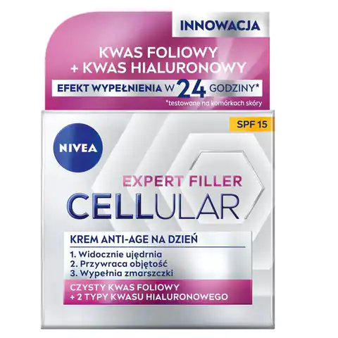 ⁨Nivea Hyaluron Cellular Filler + Widoczne Ujędrnienie SPF15 przeciwzmarszczkowy krem na dzień 50ml⁩ w sklepie Wasserman.eu