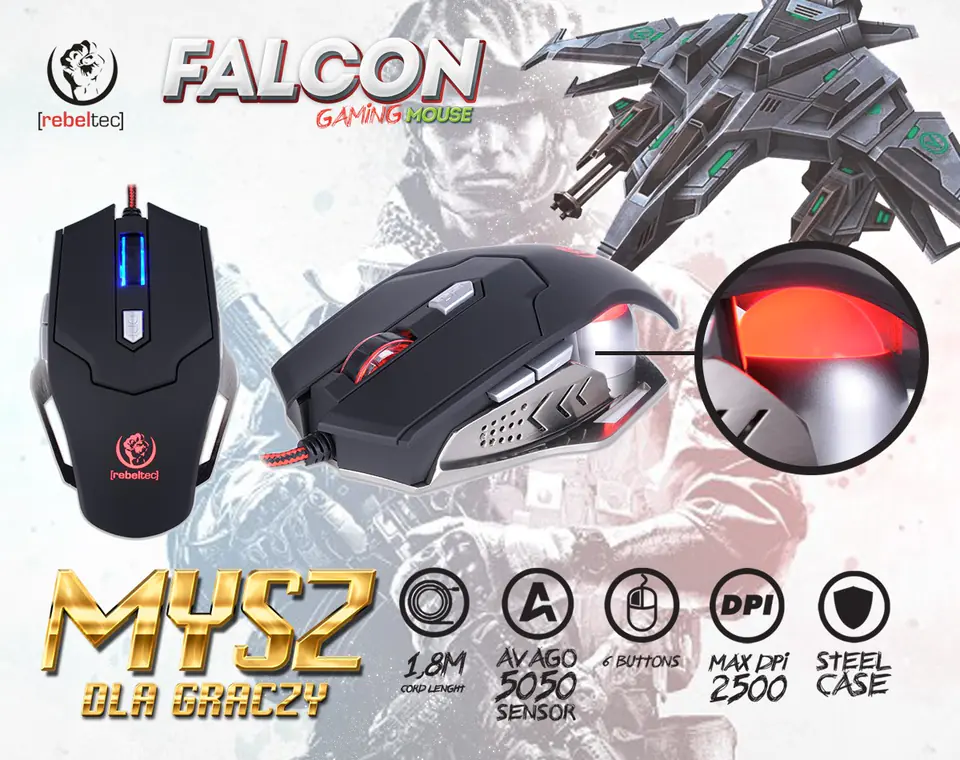 ⁨Gaming optical mouse USB FALCON⁩ at Wasserman.eu