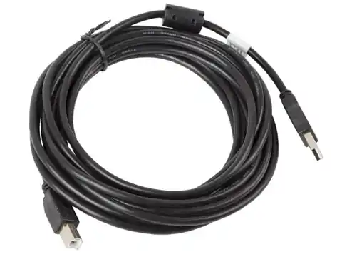 ⁨Kabel USB 2.0 AM-BM 5M Ferryt czarny⁩ w sklepie Wasserman.eu