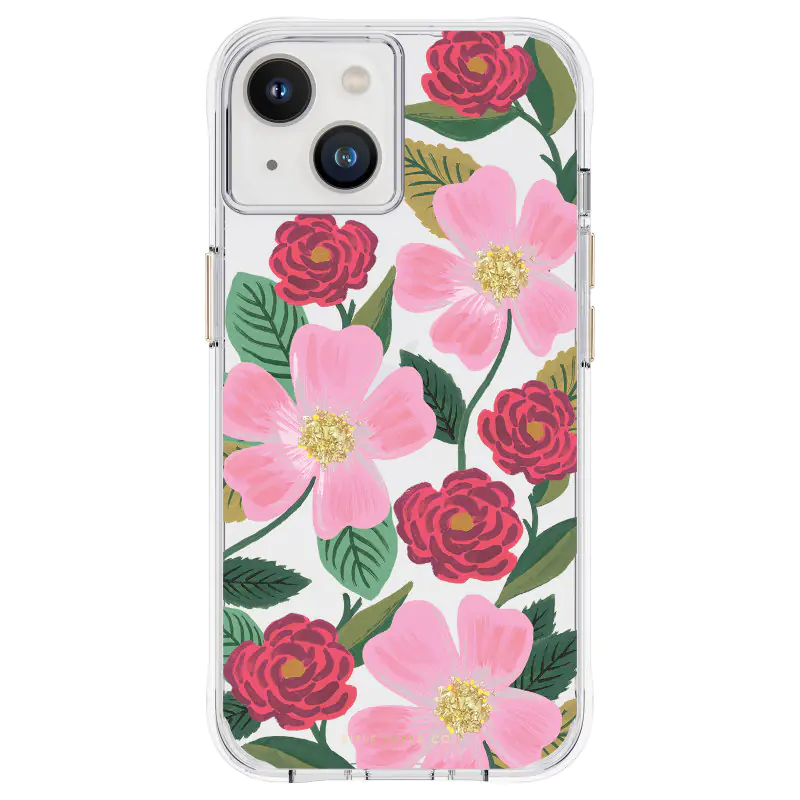 ⁨Rifle Paper Clear - iPhone 14 Gold Case (Rose Garden)⁩ at Wasserman.eu