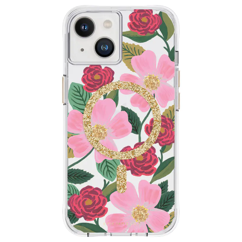 ⁨Rifle Paper Clear MagSafe - iPhone 14 Gold Case (Rose Garden)⁩ at Wasserman.eu