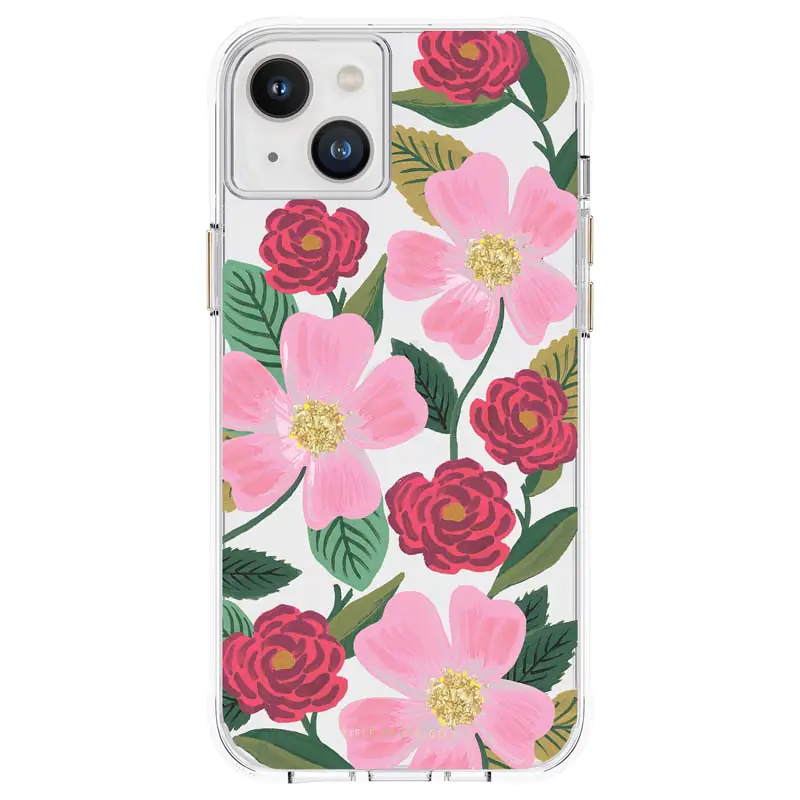 ⁨Rifle Paper Clear - iPhone 14 Plus Gold Case (Rose Garden)⁩ at Wasserman.eu