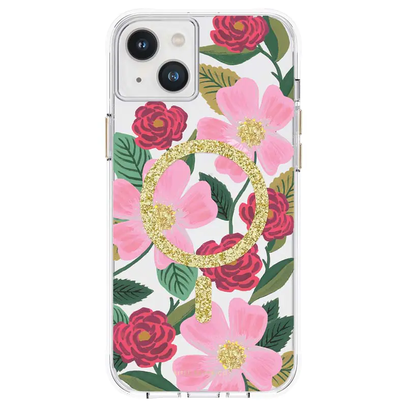 ⁨Rifle Paper Clear MagSafe - iPhone 14 Plus Gold Case (Rose Garden)⁩ at Wasserman.eu