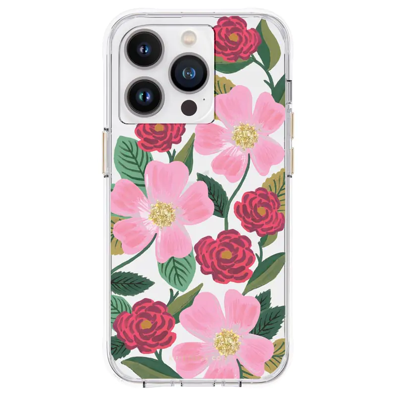 Rifle Paper Clear - iPhone 14 Pro Gold Case (Rose Garden) at Wasserman.eu