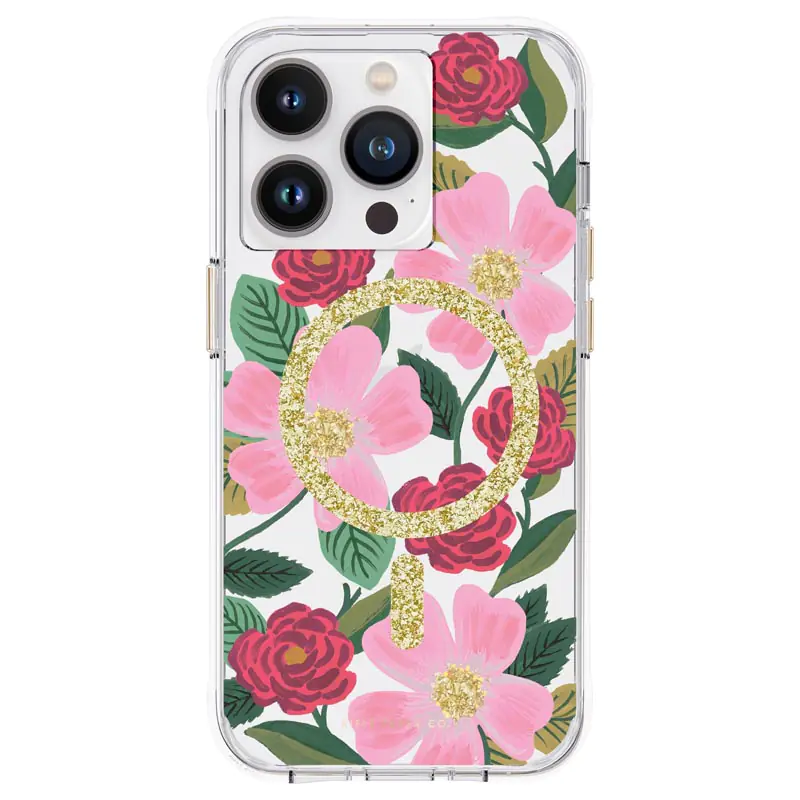 ⁨Rifle Paper Clear MagSafe - iPhone 14 Pro Gold Case (Rose Garden)⁩ at Wasserman.eu