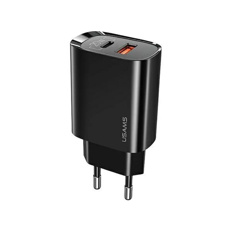 ⁨USAMS Order. mow. 1xUSB-C+1xUSB T35 20W (only head) PD3.0 +QC3.0 Fast Charging black/black CC121TC02 (US-CC121)⁩ at Wasserman.eu