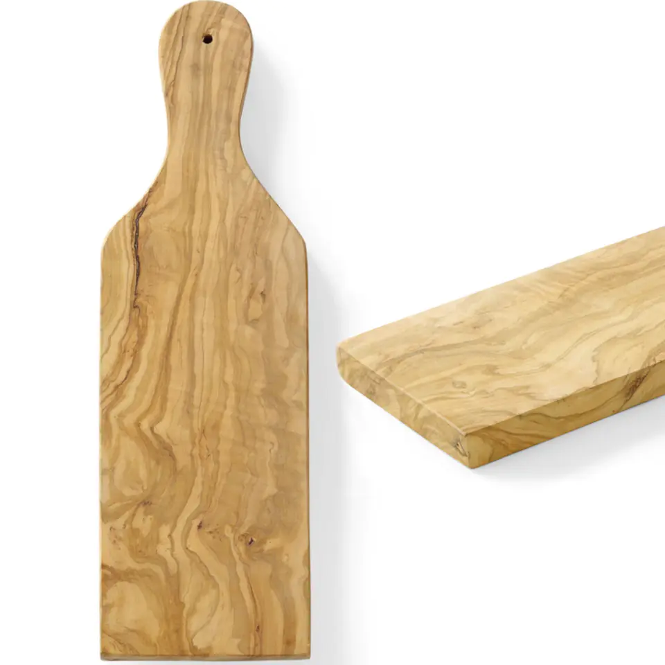 ⁨Olive wood serving board with handle 350 x 120 x 18 mm - Hendi 505243⁩ at Wasserman.eu