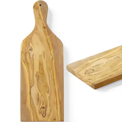 ⁨Deska do serwowania z drewna oliwnego z uchwytem 400 x 140 x 18 mm - Hendi 505250⁩ w sklepie Wasserman.eu