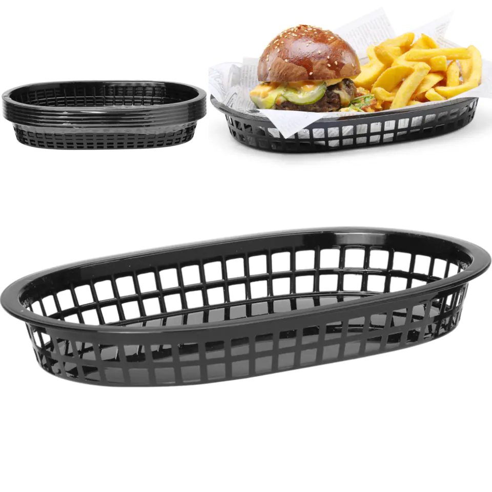 ⁨Bread basket oval black 6 pcs. - Hendi 426890⁩ at Wasserman.eu