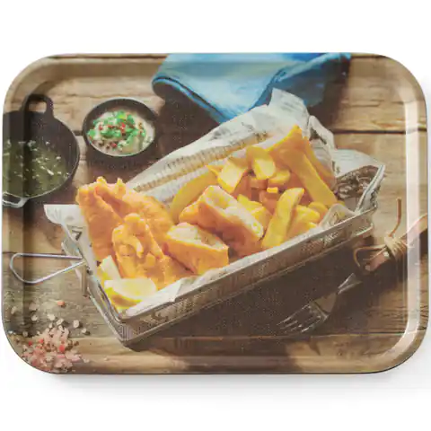 ⁨Anti-slip serving tray tasty fish & chips 330 x 430 mm - Hendi 508022⁩ at Wasserman.eu