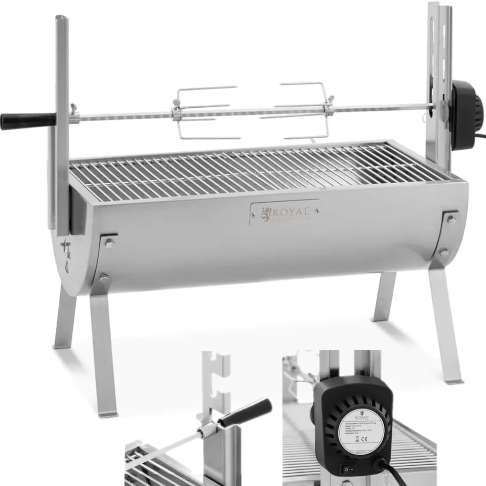 ⁨Charcoal grill with rotary rotary spit electric for roasting piglet 4 W 15 kg 82 cm⁩ at Wasserman.eu