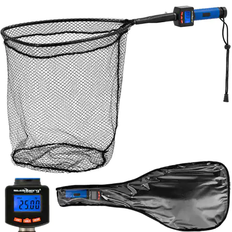 ⁨Podbierak wędkarski do ryb z wagą i termometrem LCD do 25 kg⁩ w sklepie Wasserman.eu
