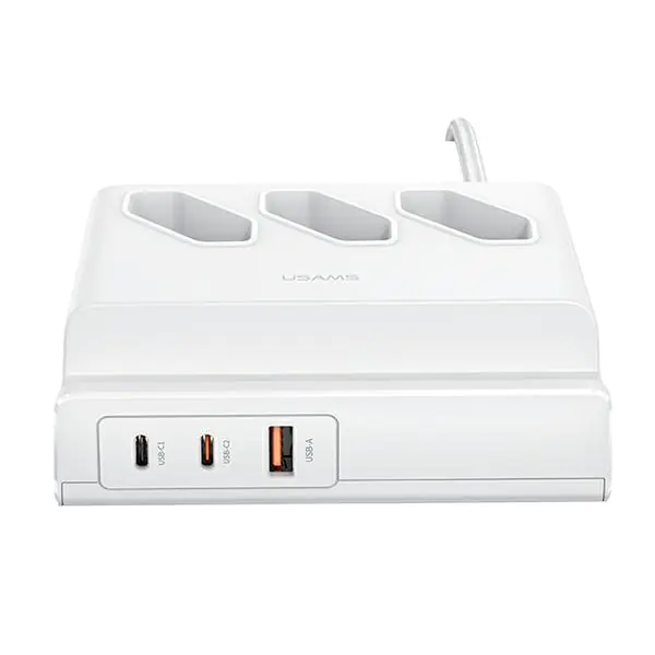 ⁨USAMS Power Strip 65W Super Si Fast Charging USB Extension Socket EU white/white CC160TC01 (US-CC160)⁩ at Wasserman.eu