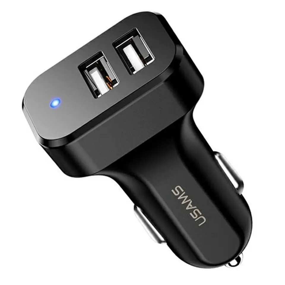 ⁨USAMS Ład. sam. 2xUSB C13 2,1A czarny/black (only head) CC87TC01⁩ w sklepie Wasserman.eu