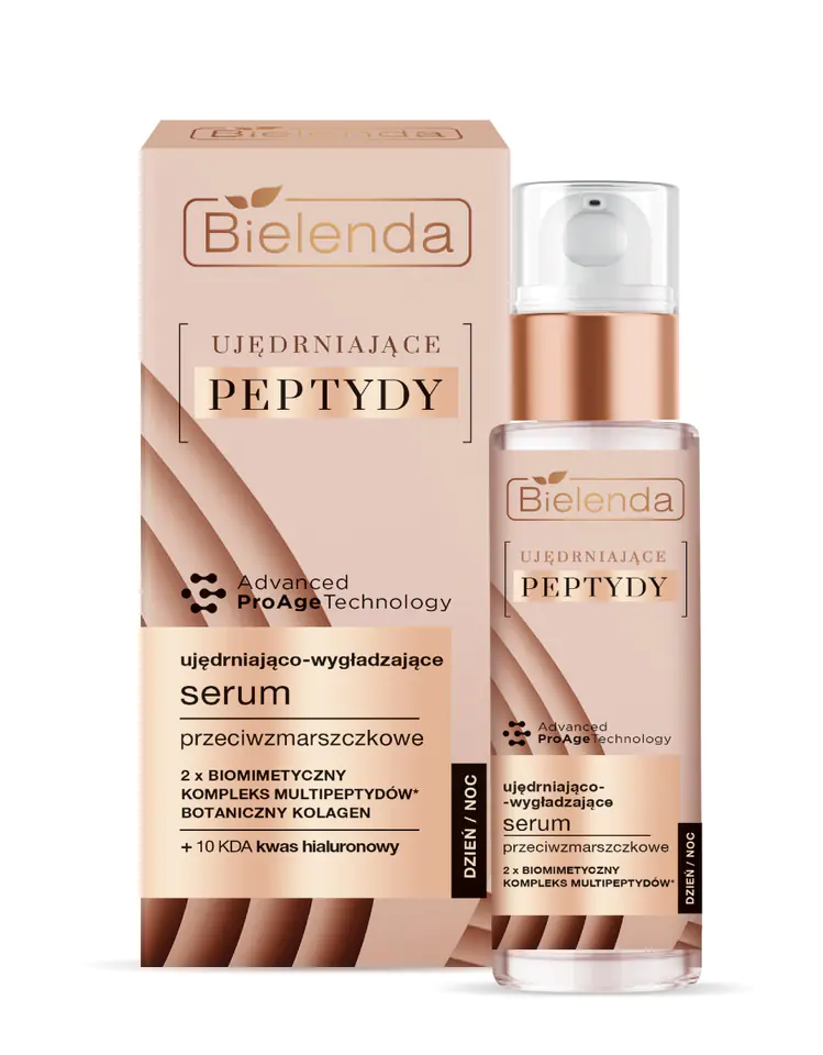 ⁨Bielenda Ujędrniające Peptydy Ujędniająco-Wygładzające Serum przeciwzmarszczkowe na dzień i noc 30ml⁩ w sklepie Wasserman.eu