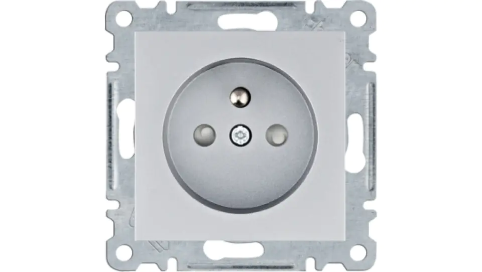 ⁨Lumina Power socket with ground contact shutter 16 A/250 VAC silver WL1042⁩ at Wasserman.eu