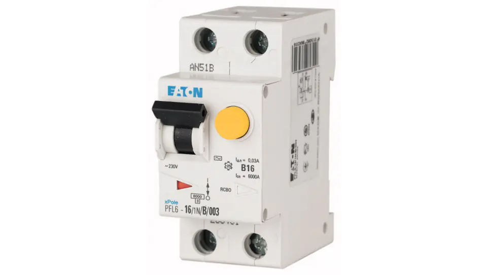 ⁨Residual current circuit breaker 1P+N 16A 0,3A type A PFL6-16/1N/B/03-A 165524⁩ at Wasserman.eu