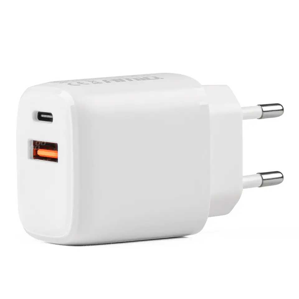 ⁨Ładowarka sieciowa pro-09 usb + usb-c 20w quick charge 230v amio-02935⁩ w sklepie Wasserman.eu