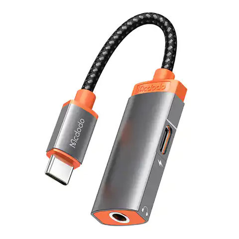 ⁨Adapter USB-C do Mini jack 3.5m + USB-C Mcdodo CA-0500, PD 60W (czarny)⁩ w sklepie Wasserman.eu