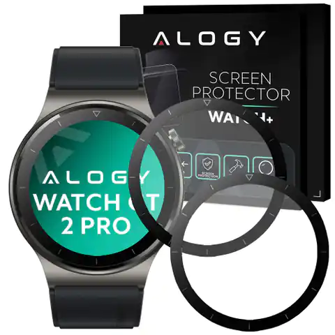 ⁨2x Elastyczne Szkło 3D Alogy do Huawei Watch GT 2 Pro Black⁩ w sklepie Wasserman.eu
