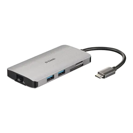 ⁨D-Link 8-in-1 USB-C Hub with HDMI/Ethernet/Card Reader/Power Delivery DUB-M810 0.15 m⁩ at Wasserman.eu