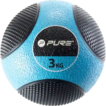 ⁨Pure2Improve Medicine Ball, 3 kg Black/Blue, guma⁩ w sklepie Wasserman.eu
