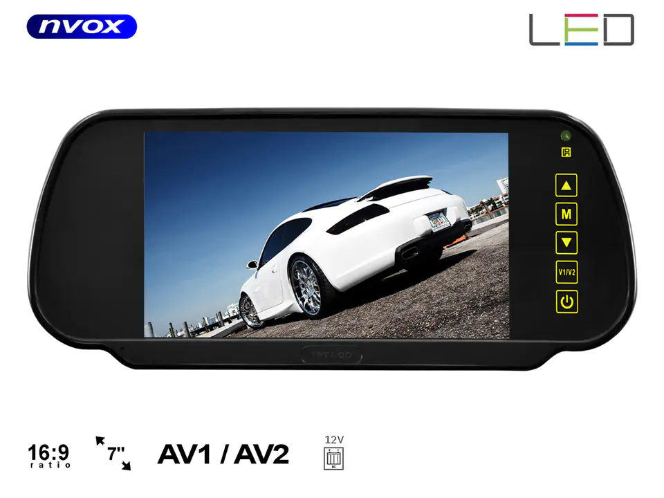 ⁨LCD monitor 7inch in rear-view mirror 12V 24V... Reference (NVOX NW701M)⁩ at Wasserman.eu