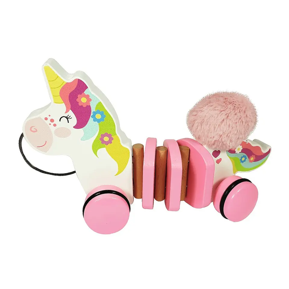 Wooden toy to pull Unicorn Lea at Wasserman.eu