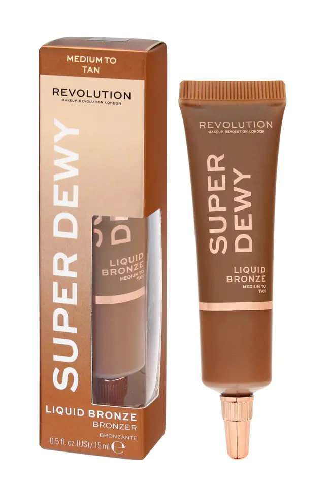⁨Makeup Revolution Super Dewy Bronzer w płynie - Medium to Tan 15ml⁩ w sklepie Wasserman.eu