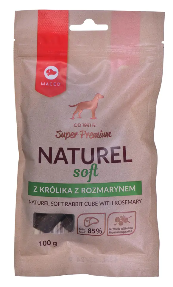 MACED NATUREL SOFT przysmak dla psa z królikiem i rozmarynem - przysmak - 100g w sklepie Wasserman.eu