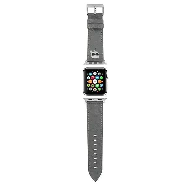 ⁨Karl Lagerfeld Strap KLAWLOKHG Apple Watch 42/44/45mm silver/silver strap Saffiano Karl Heads⁩ at Wasserman.eu