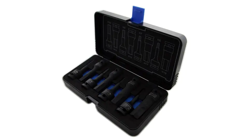 ⁨Set of impact wrenches Hex 8 pcs., 1/2, CrMo. HT6R004⁩ at Wasserman.eu