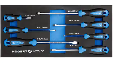 ⁨Flat screwdriver set set 7 pcs, EVA HT7G132 cartridge⁩ at Wasserman.eu