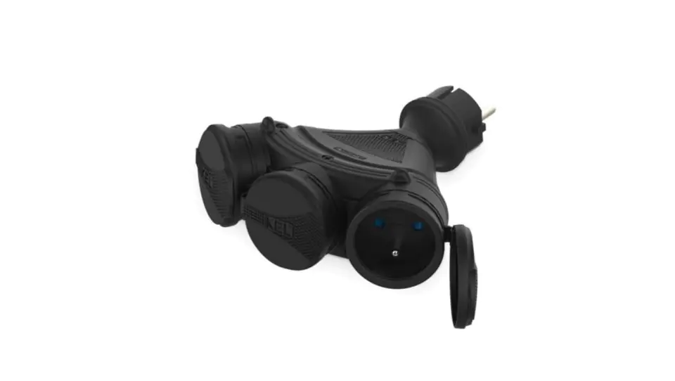 ⁨3-socket splitter 16A 250V IP54 black GN-X3/54 W-01154⁩ at Wasserman.eu