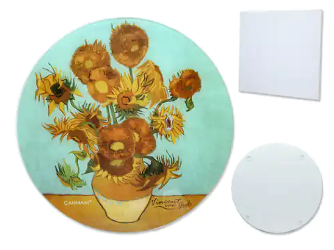⁨Glass board, round - V. van Gogh, Sunflowers (CARMANI)⁩ at Wasserman.eu