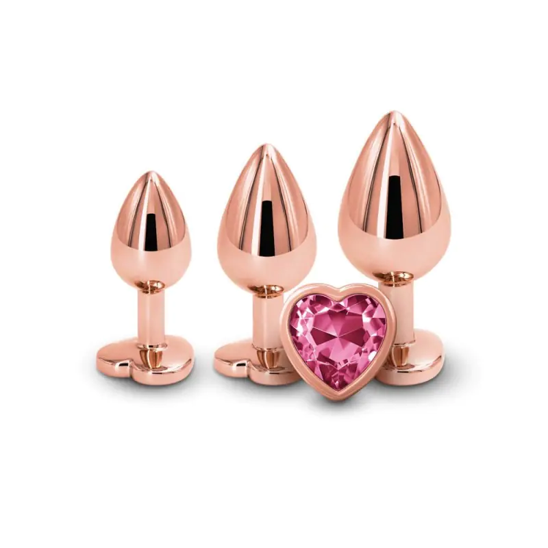 ⁨Korki analne Rear Assets Rose Gold Pink Heart 3 szt.⁩ w sklepie Wasserman.eu