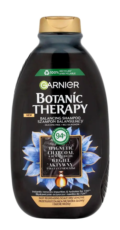 ⁨Garnier Botanic Therapy Balansujący Szampon do przetłuszczających się włosów i suchej skóry głowy z węglem aktywnym 400ml⁩ w sklepie Wasserman.eu