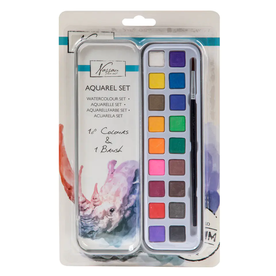⁨Aquarel zestaw 18 kolorów + 1 pędzelek w puszce⁩ w sklepie Wasserman.eu