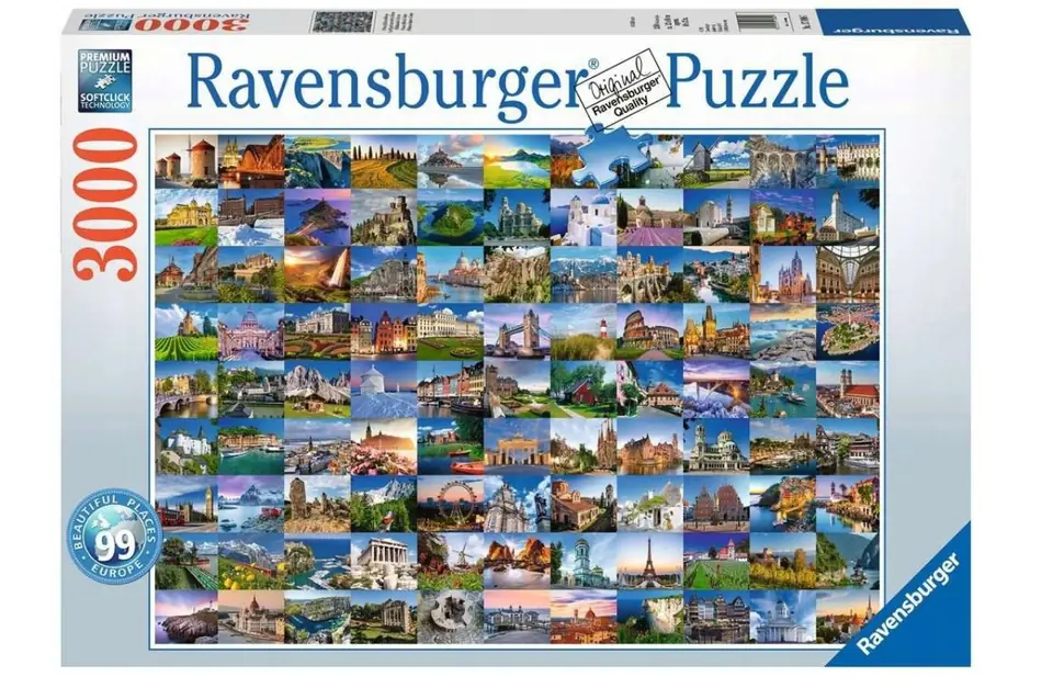 ⁨Puzzle 3000 elementów 99 pięknych miejsc w Europie⁩ w sklepie Wasserman.eu